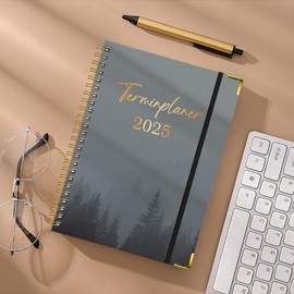 NADSSJL 2025 Diary - A5 Calendar from January to December 2025, Calendar 2025 Book Calendar, Weekly Planner 2025, with Elastic Closure, Twin Wire Binding and Inner Pocket, 21.5 x 15.5 cm