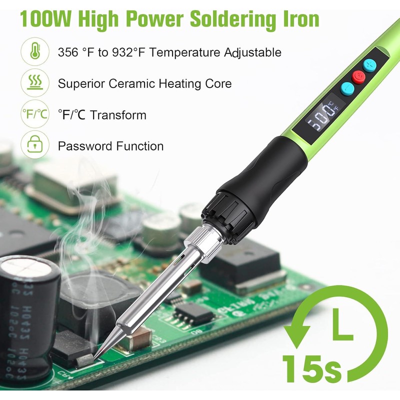 Soldering Iron Kit, 100W LED Digital Solder Gun kits with