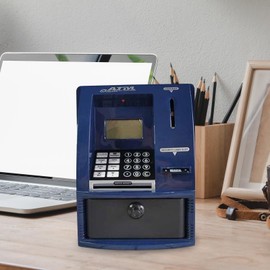 Perfeclan Mini ATM Piggy Bank Money Box Electronic Money Box Small Money Box for Boys Girls Age 3 4 5 6 7 8 Years Dark Blue