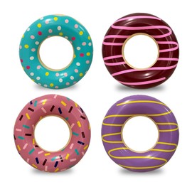 4E's Novelty 4 PCS Mini Inflatable Donuts for Party Decorations, 15 Inch Blow-up Donut Inflatables for Birthday Party Supplies