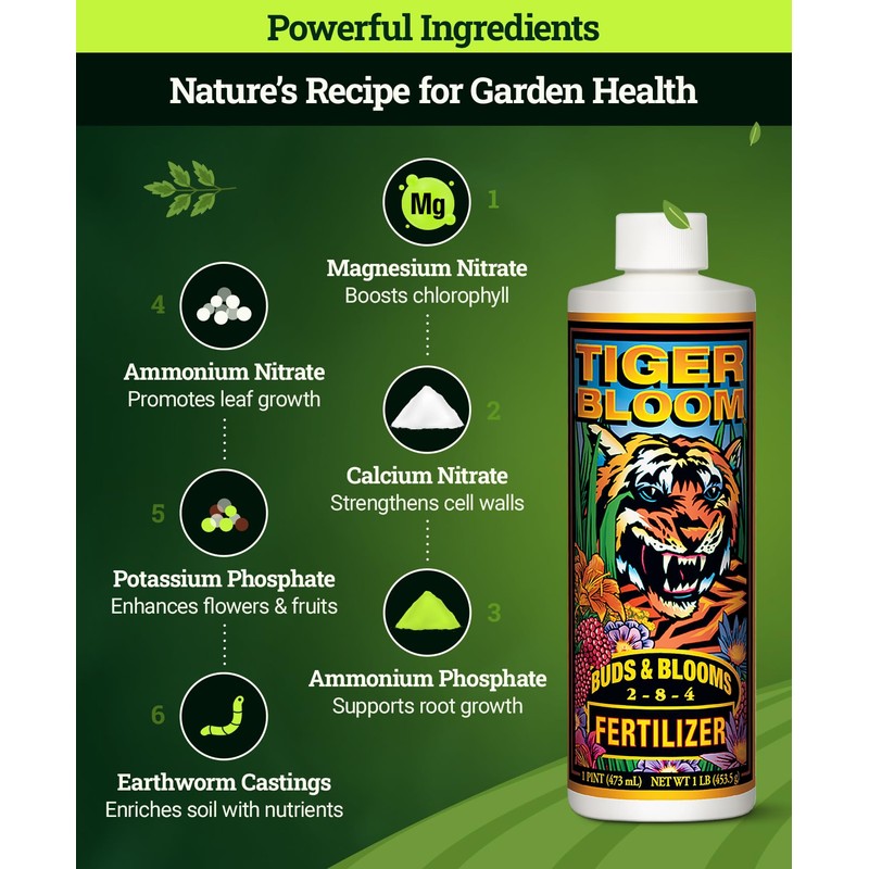 FoxFarm Tiger Bloom Liquid Fertilizer Concentrate - Fast Acting Formula