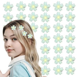 Light Blue Sakura Flower Hair Clip Mini Cherry Blossom Hair Pins for Girls 20Pcs Blue Floral Hair Clips Barrettes for Women Japanese Style Hair Accessories for Kids Flower Hairpin for Short Thin Hair
