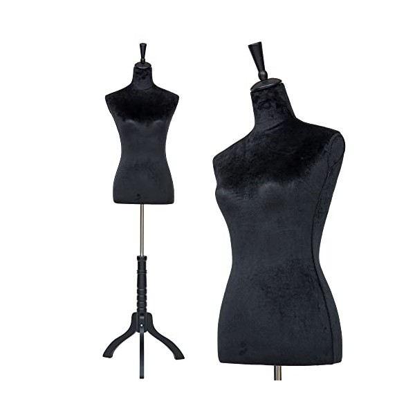 Mannequin,Dress Form Female Sewing Mannequin Torso with Stand Adjustable 59-67 Inch Adjustable Mannequin Body for Sewing Counter Window Display (Black)
