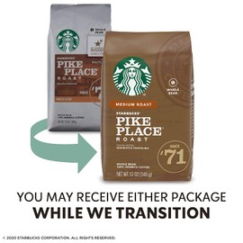Starbucks Medium Roast Whole Bean Coffee — Pike Place Roast — 6 bags (12 oz. each)
