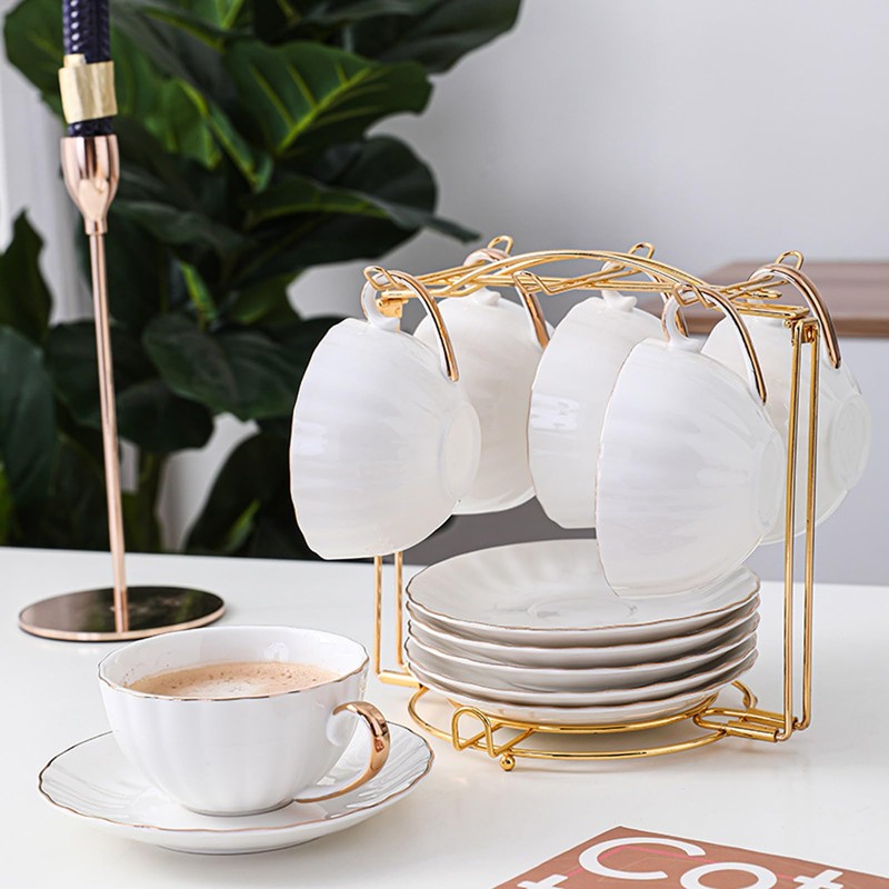 SJORHNUS Tea Cups Holder,Gold Metal Coffee Cup Tea Cups Rack,Foldable