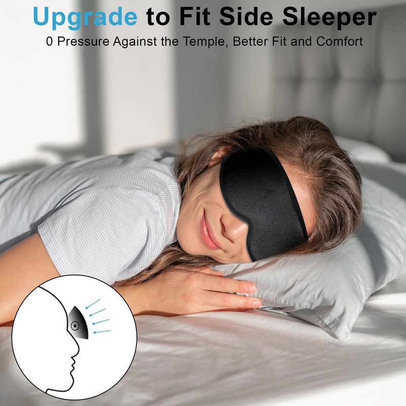 Grsta Sleeping Mask for Side Sleepers, 100% Light Blocking Sleeping