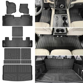 Utiiy Cargo Mat for 2018-2025 Ford Expedition Max/Lincoln Navigator L 7 Seats Cargo Liner Floor Mat Floor Liner for Expedition Max/Navigator L Accessories(Cargo Mat+Seat Back Cover+Floor Mat)