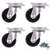 4 Pack 1" Swivel Caster Wheels Rubber Base with Top