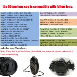 Fire-Rock 55mm Snap-On Front Lens Cap Cover Compatible for Nikon D3500 D3400 D5600 With Nikkor AF-P 18-55mm Lens / Sony a7m2 a7III With FE 28-70mm HX400 HX300 Lens (2 PCS)