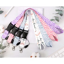 juanooo Breakaway Rainbow Badge Lanyard for Keys & ID Holder Cute Be Kind Key Lanyard for ID Badges Wallet for Women Teachers Girls Nurses Detachable Neck Keychain