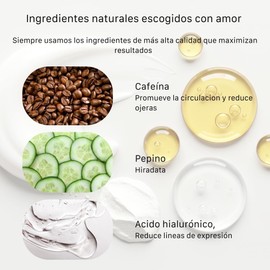 EDENA Sérum Contorno de Ojos con Cafeína y Ácido Hialurónico Anti Ojeras, Bolsas y Líneas Finas Hidratación Profunda, Reafirma y Desinflama 30 mililitros