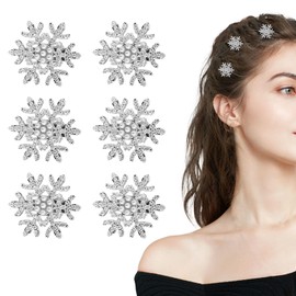 Christmas Snowflakes Hair Clips, Rhinestone Hair Clip, Christmas Hair Clip, Snowflake Hair Clip with Shiny Rhinestones, for Women and Girls (B)