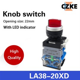 FUKUZL LA38 2NO Rotary Illuminated 22mm Push Button Switch 2 Position 3 Position Maintained selector Light switches with lamp(Green 2NO,AC DC24V)