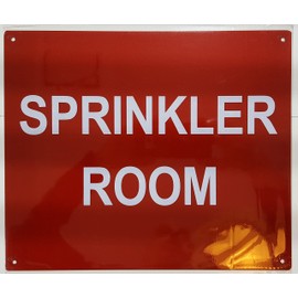 AMZPRO Sprinkler Room Sign- RED - (Reflective !!! Aluminum, 10X12).