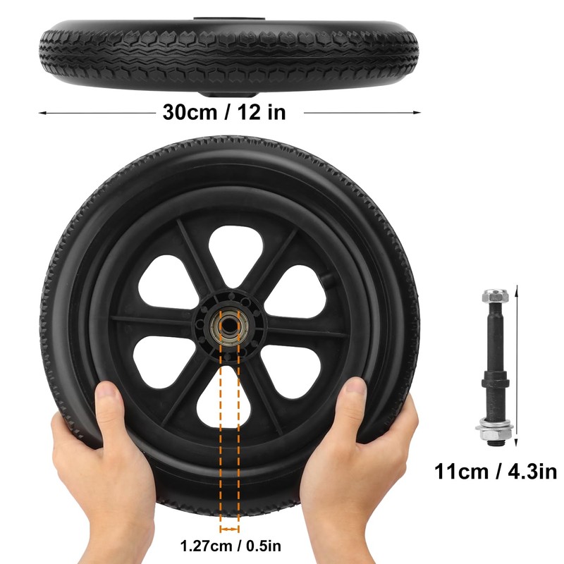 IHDYPPEW Premium Caster Wheel (2-pack) – 12 Inch Wheelchair Wheel,