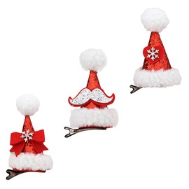 Mikinona 3pcs Christmas Hat Shape Decorative Hair Clips Bow and Heart Design Headdress for Soft and Smooth Hair Accessories for Holiday Parties and Celebrations