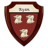 Ryan Irish Coat of Arms Shield Plaque - Rosewood Finish