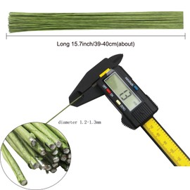 16-inch 18 Gauge Green Paper Covered Floral Wire Stems for DIY Crafts, Artificial Flower Arrangements Home Decor Artificial Paper Stems (Pack of 50)