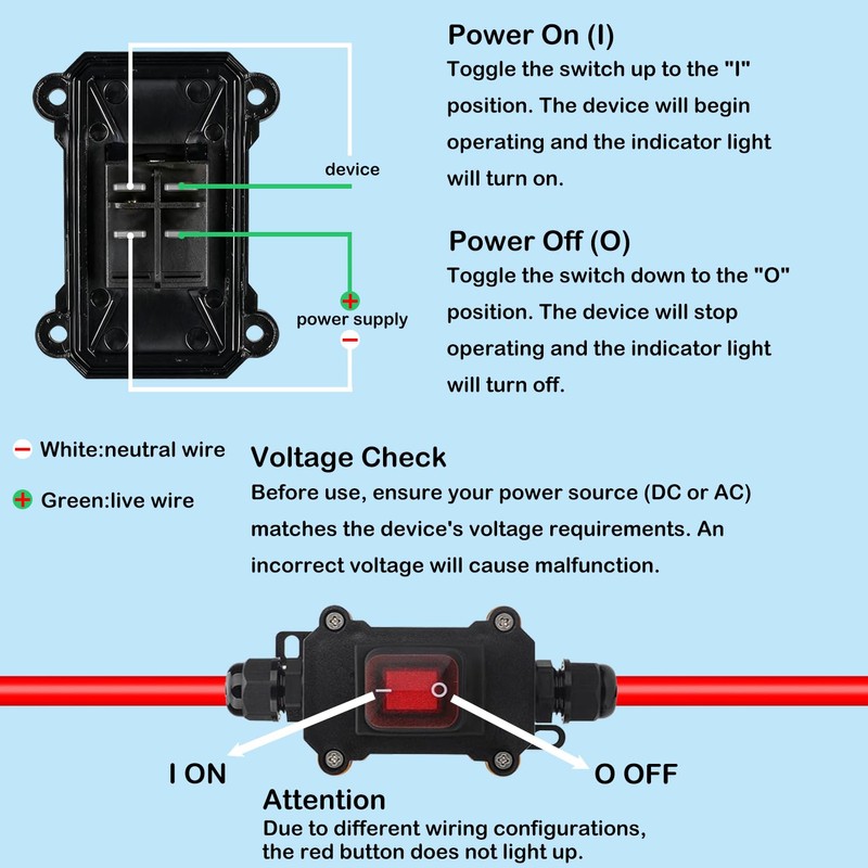 Inline Power Switch 30A DC 12V Inline Switchs DPST Dual