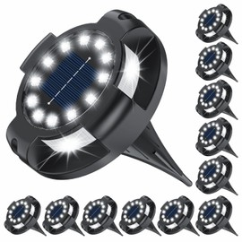 WILUX Solar Pathway Lights Outdoor 12 Packs, Bright White 16 LEDs Solar Ground Lights Walkway Lights with Side Light, Waterproof Solar Deck Light for Yard Walkway Garden Poolside Driveway Decorations
