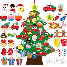 DIY Felt Christmas Tree Decoration â 3.1ft Non-Woven Kids Christmas Tree with 33Pcs Detachable Christmas Ornaments for Kids Toddlers Xmas Gifts,Home Wall Door Hanging New Year Chrismtas Decoration