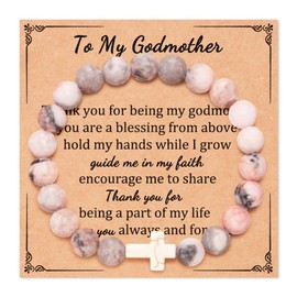 Stocking Stuffers Holiday Outfits for Women 2024 Cross Bracelet Jesus Bracelets First Communion Gifts Baptism Bracelet Natural Stone Beaded Bracelet Religious Gifts for Women Jewellery Gifts