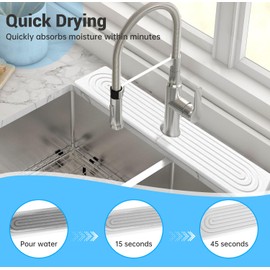 Faucet Mat for Kitchen Sink, 24'' Long Diatomite Instant Drying Stone Sink Tray, Super Absorbent, Quick Drying Kitchen Sink Splash Guard for Bathroom Counter & Kitchen Sink - Keep Tidy