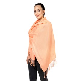 World of Shawls Pashmina Style All Seasons Handcrafted Wrap Shawl Stole Scarf (Peach)