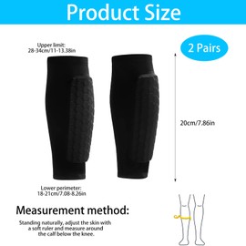 Shin Defender Shin Guards Kids, 2 Pairs Youth Soccer Shin Guard Sleeves with Honeycomb Pads, Shindefender Mini Shin Guards Soccer Kids 8-10/10-12 (Black+Blue)