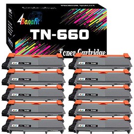 10-Pack (10xBlack) 4Benefit 660 Compatible TN660 Toner Cartridge Replacement for Brother HL-L2300D DCP-L2520DW DCP-L2540DW HL-L2360DW HL-L2320D HL-L2380DW MFC-L2707DW Printer