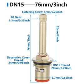 Valve Ceramic Top Replacement with High Handle, DN15 Tap Valve Top, Brass Tap Cartridge for Showers, Bathroom and Kitchen Tap (76 mm)