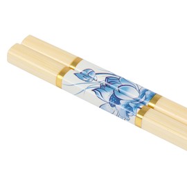 BambooMN Premium Reusable Japanese Bamboo Chopsticks, Floral Print, 9.5 inch - Blue - 6 Pairs
