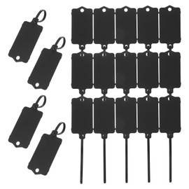 PATIKIL 100Pcs Blank Waterproof Plastic Tags, Label Seal Shipping Tags Key Storage Marker Ties Hang Tags Reusable Writable with Zip Tie for Labeling Luggage, Black 2.48 x 1.46 Inch
