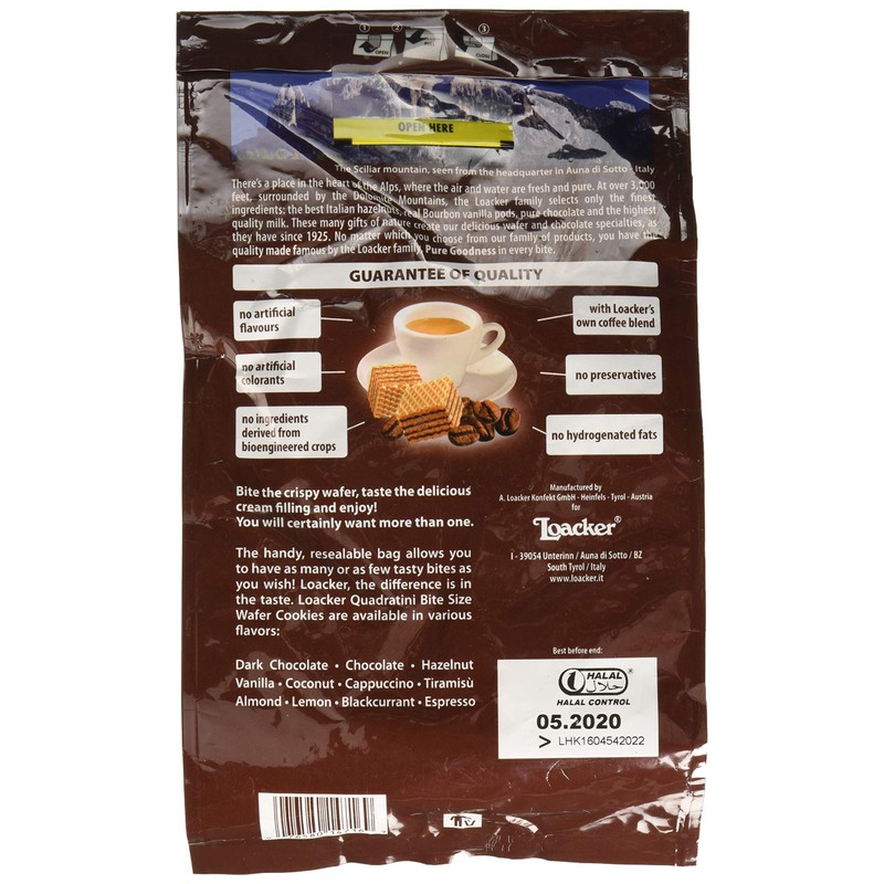 Loacker Wafer Quadratini Espresso, 7.76 oz