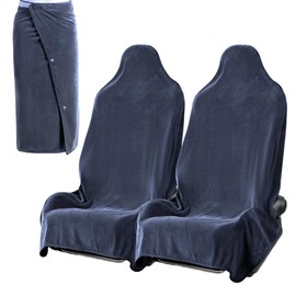 HOMBYS Washable Car Seat Towel Cover After Gym,Universal Car Seat Cover and Changing Towel,Super Absorbent Transition & Seat Wrap,Ideal for Gym Swimming Surfing Running,2 PCS,Grey (Dark Grey)
