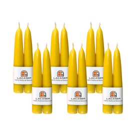 Pure Beeswax Taper Candles 12pcs, 6 Inches Short Candlesticks, Natural Bees Wax Candles for Home, Dripless Beeswax Candles, Light Honey Scent, 4.5 Hours Burn Time by Lacaser