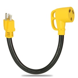PLIS 15 Amp to 125 RV Adapter Cord, NEMA 5-15P Male to TT-30R Female Electrical Power Dogbone with Grip Handle, Heavy Duty STW 10 Gauge for RV Trailer Camper, 1.5FT