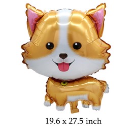 5Pcs Pet Dog Balloons Cute Corgi Foil Mylar Balloons for Birthday Baby Shower Lets Pawty Themed Pet Party Decoration Supplies