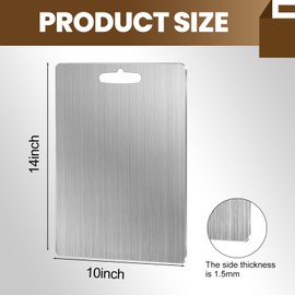 Titanium Cutting Board, 100% Pure Titanium Cutting Boards for Kitchen, Double Sided Titanium Cutting Mat for Cutting Meats, Fruits, Vegetables, Food Grade Stainless Steel Cutting Boards-14"L x 10"W