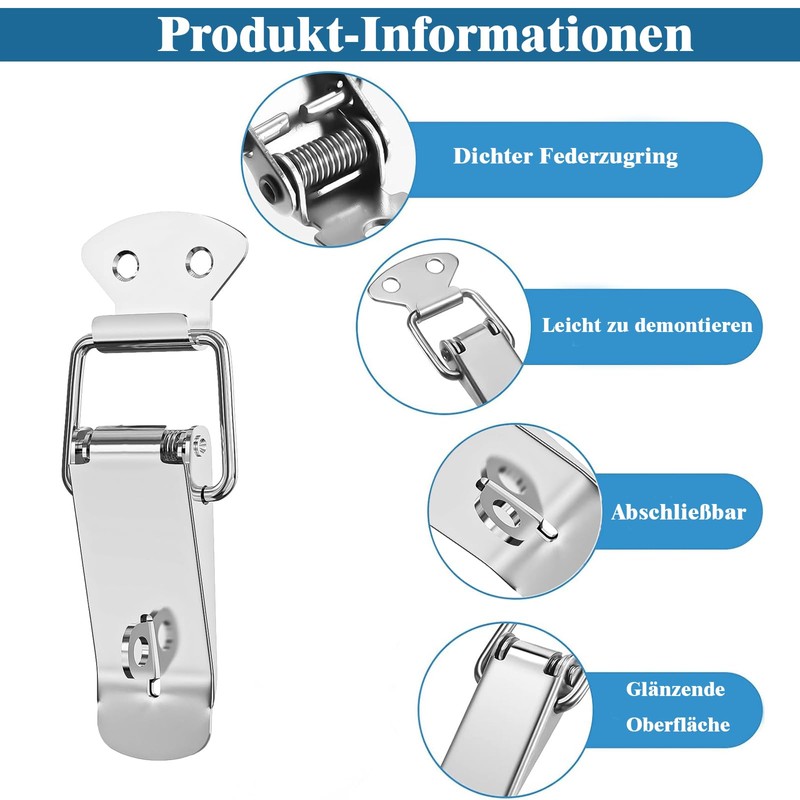 Tension Lock with Locking Hole, 4 Pieces 91 mm Lockable