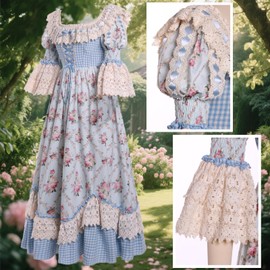 MT Vintage Victorian Dress Rococo Ball Gowns 19th Southern Belle Masquerade Costume Flare Sleeve Court Lolita Cosplay L Blue