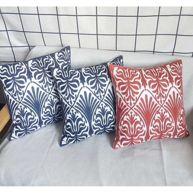ZUODUTEX 45 x 45 Cm Cushion Covers Embroidery Geometry Cotton