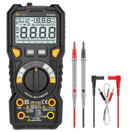 PCWork Professional Digital Multimeter PCW02A, Multimeter 1000V, True RMS, Large LCD Display, Auto Range, Illuminated LED Sockets, Current Meter, Voltage Meter, Continuity Tester, Capacitance Meter