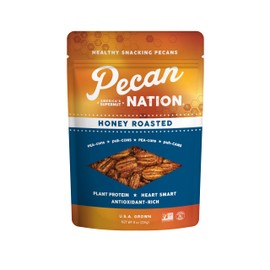 Pecan Nation Honey Roasted Georgia Pecans, 8 oz., Natural, No Preservatives, Anti-oxidant Rich, Non-GMO, Irresistible Healthy Snacking Pecans for Adults and Kids