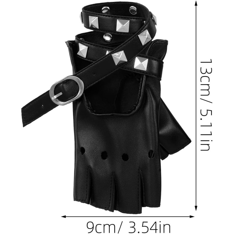 Guantes Punk de Medio Dedo con Remaches – Healeved Y260O03V06YI2