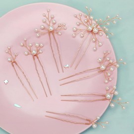 Handmade Pearl Wedding Hair Pins Gold Floral Branch Design Bridal Wedding Hair Accessories for Wedding Brides Women Girls