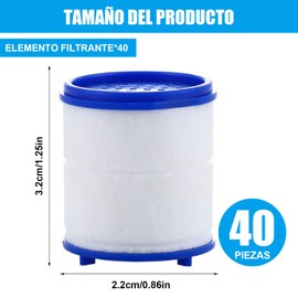 Purificador de agua, Filtro de agua para llave, Filtro de montaje de llave giratorio de 360 grados con 25 Elementos Filtrantes, 2 Modo de Flujo de Agua (40 Filtros de Repuesto)