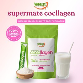 Weekit7 Collagen Powder with Vitamin C & Coconut Extract – Organic Cocollagen Super Drink for Skin, Hair, Nails, Vegan, Health & Beauty Support