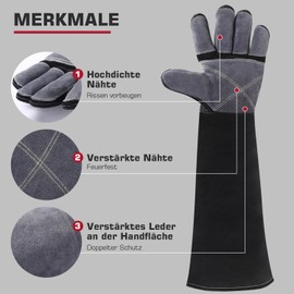 ARCCAPTAIN Welding Gloves 60 cm Heat/Fire Resistant Forged Gloves for Stick, Mig, Tig, Forge, BBQ, Grill, Fireplace, Wood Stove, Oven, Pot