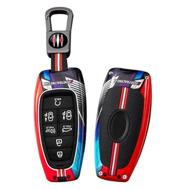 ontto luminous car key fob cover fit for Hyundai Tucson Santa Fe Palisade Sonata IONIQ 5 Santa Cruz Nexo 2022 2023 2024 key holder Metal Smart Shell case keyring keychain Accessories 7 buttons Red